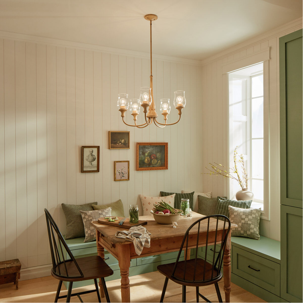 Homestead Melis 5 Light 26.5 inch Adobe Cream Chandelier Ceiling Light in Warm Maple